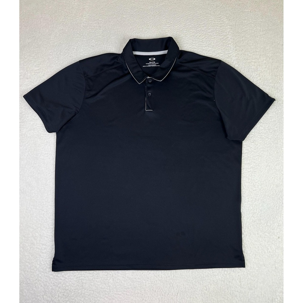Oakley Polo Shirt Mens 2XL Black Tailored Fit Golf Performance Moisture Wicking